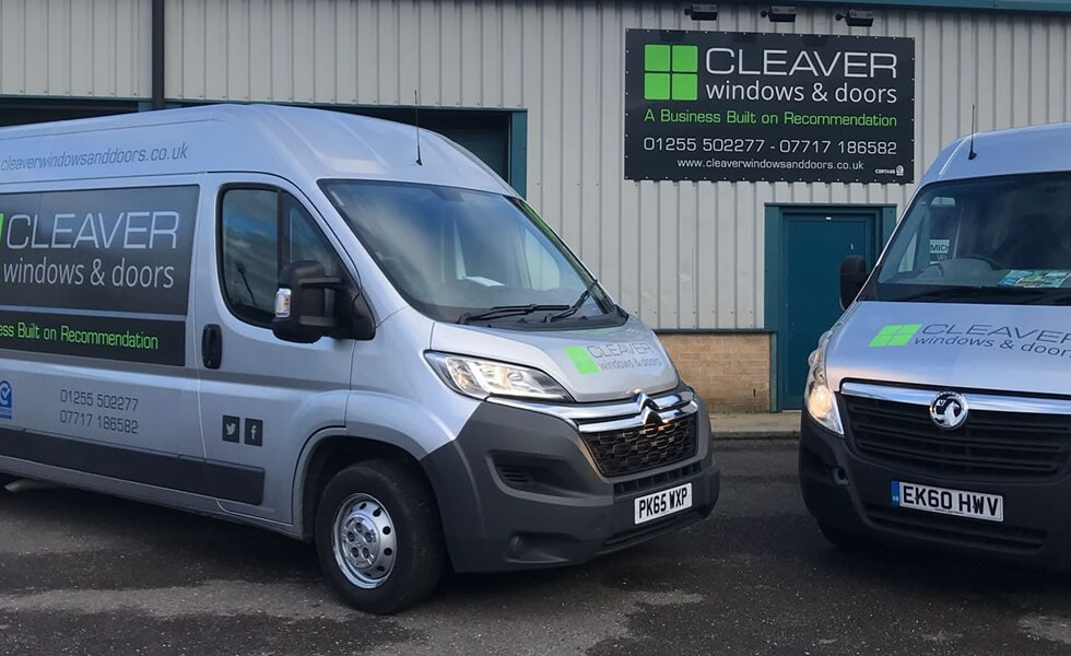 Cleaver Windows & Doors, vans parked outside our premises